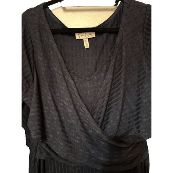 NWOT Jessica Simpson Maternity SZ XL Dress Navy Ribbed Faux Wrap Stretch Rayon P - Picture 2 of 4